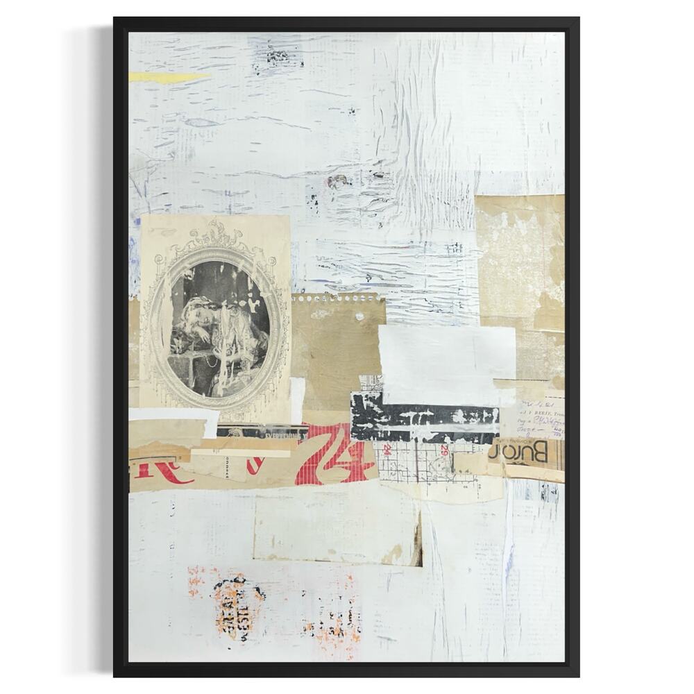 Original Mixed Media Modern Art Collage Painting 18x24 "Tranche" Signed